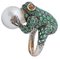 Emeralds, Yellow Sapphires, Pearl, Rose Gold & Silver Frog Shape Ring, Image 3