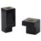 Handmade Squared Candleholders in Black Marquina Marble and Brass from Fiam, Set of 2 1