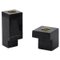 Handmade Squared Candleholders in Black Marquina Marble and Brass from Fiam, Set of 2, Image 1