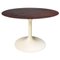 Space Age Italian White Cream Plastic & Wood Round Dining Table, 1970s 1
