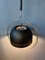 Space Age Hanging Lamp with Chrome Frame and Black Metal Shade, 1970s 4