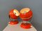 Lámparas de escritorio con forma de globo ocular de la era espacial en rojo, años 70. Juego de 2, Imagen 3