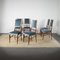 Italian Chairs with Velvet Seat & Wooden Structure with Slender Backrest attributed to Carlo De Carli, 1950s, Set of 6 8