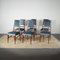 Italian Chairs with Velvet Seat & Wooden Structure with Slender Backrest attributed to Carlo De Carli, 1950s, Set of 6 1