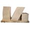 Mesa de comedor geométrica de estructura de madera y piedra falsa, Imagen 3