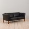 Vintage Black Leather Two-Seater Sofa by H.J. Luxor, Denmark, 1970s 1