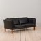 Vintage Black Leather Two-Seater Sofa by H.J. Luxor, Denmark, 1970s, Image 1