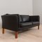Vintage Black Leather Two-Seater Sofa by H.J. Luxor, Denmark, 1970s 9