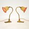 Antique Brass and Glass Table Lamps, 1920, Set of 2 4