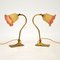 Antique Brass and Glass Table Lamps, 1920, Set of 2, Image 4