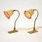 Antique Brass and Glass Table Lamps, 1920, Set of 2 5