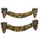 Spanish Polychrome & Polychrome Wooden Garlands, 1950s, Set of 2 1
