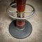 Sgabelli da bar vintage in legno con sedili in skai rossi, set di 4, Immagine 8