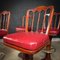 Sgabelli da bar vintage in legno con sedili in skai rossi, set di 4, Immagine 11