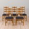 Danish Oak High Razor Dining Chairs by H. Kjærnulf, 1960s, Set of 5 3