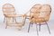 Art Deco Rattan Table & Chairs attributed to Alan Fuchs, Czechia, 1940s, Set of 4 2