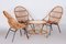 Art Deco Rattan Table & Chairs attributed to Alan Fuchs, Czechia, 1940s, Set of 4 1