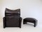 Maralunga Lounge Chair & Ottoman in Leather by Vico Magistretti for Cassina, 1970s, Set of 2 5