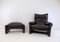 Maralunga Lounge Chair & Ottoman in Leather by Vico Magistretti for Cassina, 1970s, Set of 2 4
