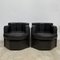 Octagonal Club Chairs in Brown Leather, 1970s, Set of 2 5