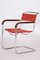 Bauhaus Red Armchair in Beech & Chrome attributed to Marcel Breuer for Mücke Melder, 1930s, Image 1