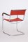 Bauhaus Red Armchair in Beech & Chrome attributed to Marcel Breuer for Mücke Melder, 1930s, Image 4