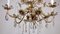 Brass & Lead Crystal Chandelier with Flowers from Palwa, 1970s 4