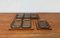 Mid-Century Danish Tray in Teak with Cabaret Glass Trays from Holmegaard, 1960s, Set of 9 3