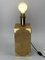 Cork and Brass Table Lamp with Bouclé Shade from Leola Leuchten, Germany, 1970s 3