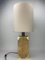 Cork and Brass Table Lamp with Bouclé Shade from Leola Leuchten, Germany, 1970s 1