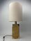 Cork and Brass Table Lamp with Bouclé Shade from Leola Leuchten, Germany, 1970s 5