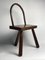 Low Brutalist Tripod Milking Stool with Curved Back, 1950s 11