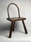 Low Brutalist Tripod Milking Stool with Curved Back, 1950s, Image 7