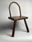 Low Brutalist Tripod Milking Stool with Curved Back, 1950s 12
