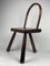 Low Brutalist Tripod Milking Stool with Curved Back, 1950s, Image 2