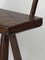 Low Brutalist Tripod Milking Stool with Curved Back, 1950s 16