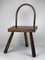 Low Brutalist Tripod Milking Stool with Curved Back, 1950s, Image 4