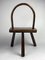 Low Brutalist Tripod Milking Stool with Curved Back, 1950s, Image 1