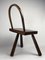 Low Brutalist Tripod Milking Stool with Curved Back, 1950s, Image 8