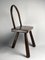 Low Brutalist Tripod Milking Stool with Curved Back, 1950s 10