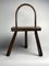 Low Brutalist Tripod Milking Stool with Curved Back, 1950s 20