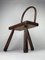 Low Brutalist Tripod Milking Stool with Curved Back, 1950s, Image 5