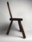 Low Brutalist Tripod Milking Stool with Curved Back, 1950s 9