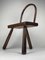 Low Brutalist Tripod Milking Stool with Curved Back, 1950s 22