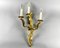 Vintage Rococo Style Gilt Bronze Wall Sconce with 3 Lights, Image 2