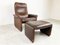 Vintage DS 50 Leather Lounge Chair and Ottoman from de Sede, 1970s, Set of 2 2