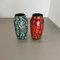 Super Color Crusty Fat Lava Vases attributed to Scheurich, Germany, 1970s, Set of 2 3