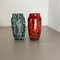 Super Color Crusty Fat Lava Vases attributed to Scheurich, Germany, 1970s, Set of 2 2