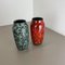 Super Color Crusty Fat Lava Vases attributed to Scheurich, Germany, 1970s, Set of 2 4