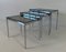 Mid-Century Italian 3-Chromed Metal & Glass Stackable Tray Tables, 1970s, Set of 2 2